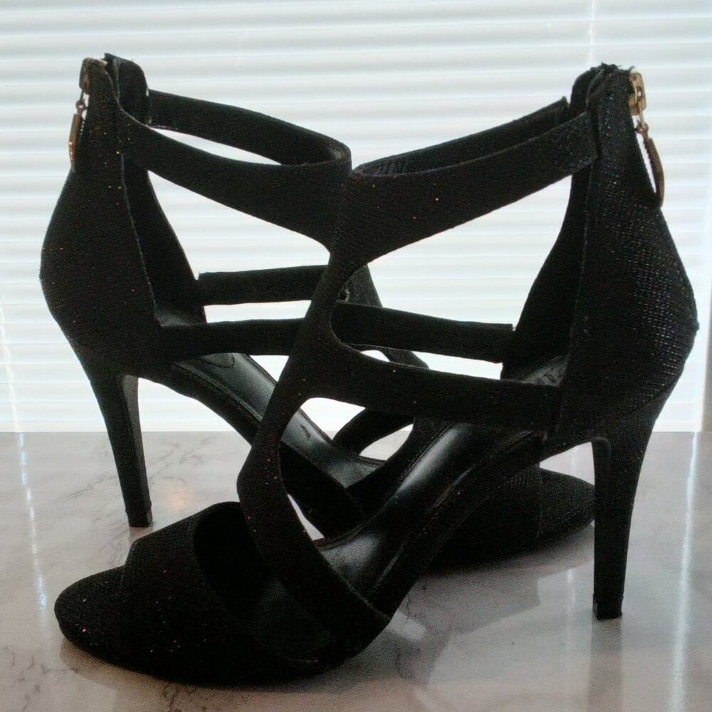 Maripe Womens Black Sparkly Glitter Stiletto 4" Heels Black High Heels Size 9 - Picture 11 of 16